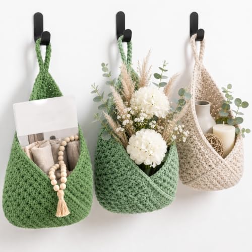 Honeydak 3 Hanging Baskets, Sage Green Mix, Envelope Basket - color: Sage Green Mix, style: Envelope Basket