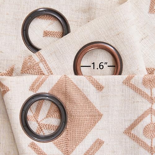 Boho Curtains 2 Panels for Living Room Geometric Patterned 84 Inch - color: Geometric-beige, size: 52"W x 84"L (Pack of 2)