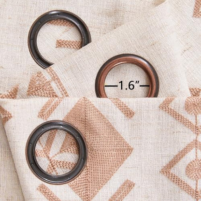 Boho Curtains 2 Panels for Living Room Geometric Patterned 84 Inch - color: Geometric-beige, size: 52"W x 84"L (Pack of 2)