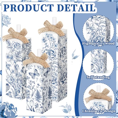 MiniInflat Chinoiserie 3 Pcs Table Decor, Wooden Block Sign Tiered Tray - style: Chinoiserie