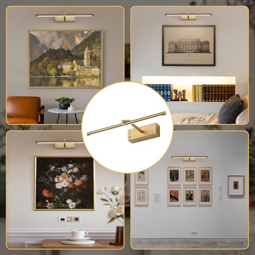 16in Brass Rechargeable Wireless Picture Light - color: Brass