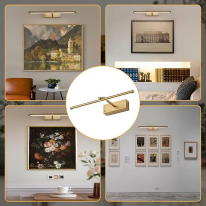 16in Brass Rechargeable Wireless Picture Light - color: Brass