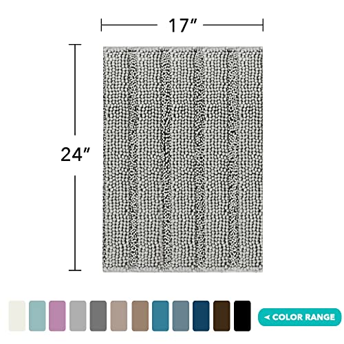 Turquoize Small Bathroom Rug 17x24, Soft Absorbent Chenille Bath Rug, Dove - color: Dove, size: 17" x 24"