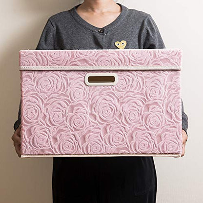 Prandom Large Storage Boxes with Lids,Pink-43x30x30cm,Foldable,3-Pack - color: Pink, size: Large(3-Pack)