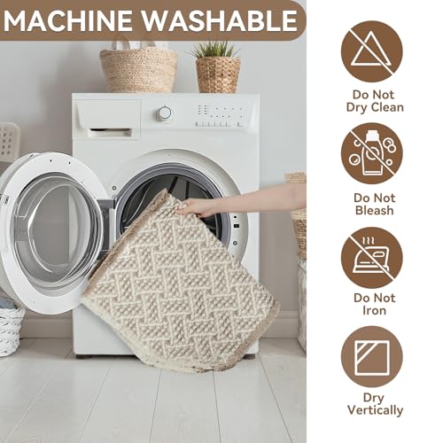Waffle Bath Mat, Boho Extra Soft Bathroom Runner Rugs, 24x72 Brown - color: Brown, size: 24" X 72"