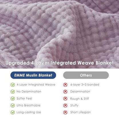 EMME Muslin Cotton Blanket Adults Heather Lavender Throw XL 50"x70" - color: 11 - Lavender, size: Large Throw (50" X 70")