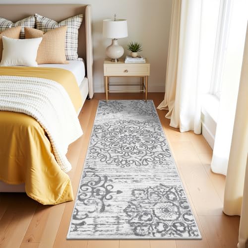 HEBE Hallway Runner Rug 2'x6', Washable Non Slip Kitchen Rug Runner - color: Grey, size: 2' x 6' (Rectangular)