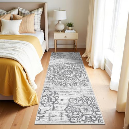 HEBE Hallway Runner Rug 2'x6', Washable Non Slip Kitchen Rug Runner - color: Grey, size: 2' x 6' (Rectangular)