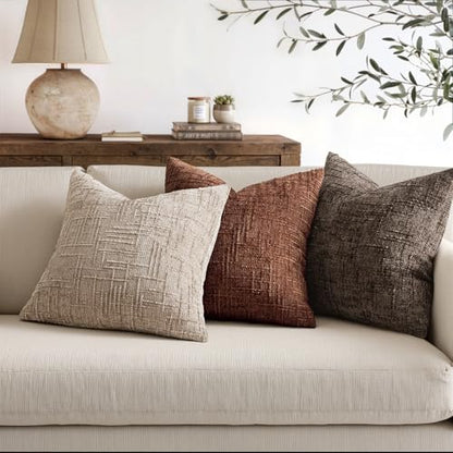 MIULEE Chenille Textured Fall Throw Pillow Covers Terracotta 16x16 - color: Terracotta, size: 16" x 16" (Pack of 2)