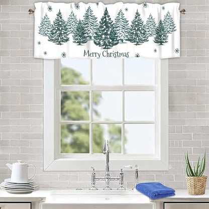 Christmas Green Tree Curtain Valances for Windows 42 x 12 Inch - color: Christmas-sy-sd0535, size: 42"W x 12"L (Pack of 1)