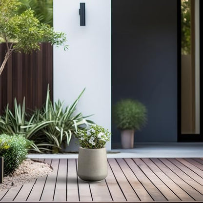 Kante Small Round Curved Weathered Concrete Planter 9.4" Dia, Outdoor - color: Weathered Concrete, size: 9.4" D