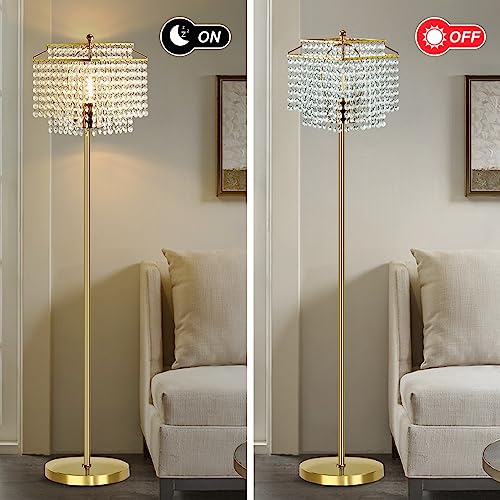 Luvkczc Gold Crystal Floor Lamp, 64" Tall Elegant Standing Lamp - color: Gold