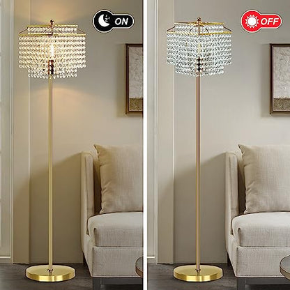 Luvkczc Gold Crystal Floor Lamp, 64" Tall Elegant Standing Lamp - color: Gold