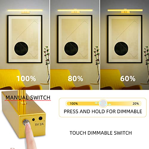 HEAGEERO Picture Lights for Wall,16in Gallery Light,5000mAh Art Light - color: Gold-16"