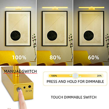 HEAGEERO Picture Lights for Wall,16in Gallery Light,5000mAh Art Light - color: Gold-16"