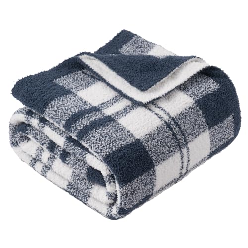 Battilo Navy Blue Checkered Throw Blanket, 50"x60" - color: Navy