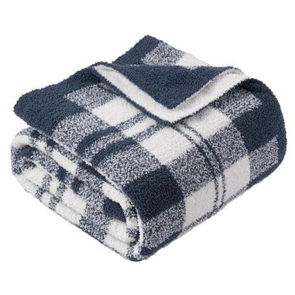 Battilo Navy Blue Checkered Throw Blanket, 50"x60" - color: Navy