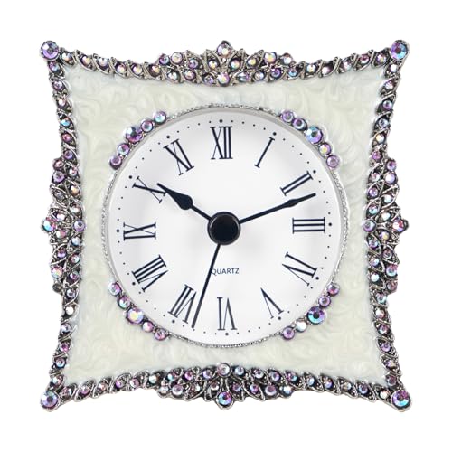 NIKKY HOME Crystal Small Table Clock with Rosy Rhinestone for Home Decor - color: Mistyrose