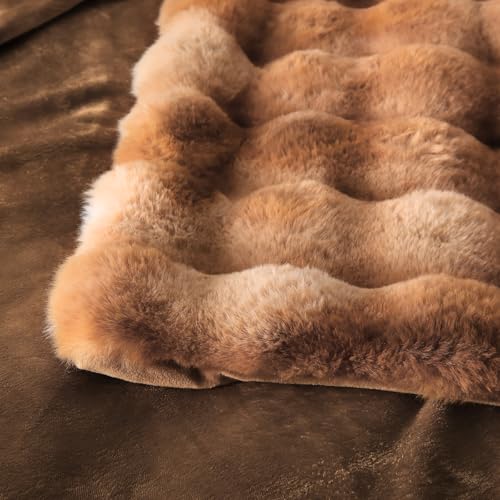 MERRYLIFE Luxury Plush Tie Dye Brown Faux Fur Throw Blanket for Bed 60" 80" - color: Tie Dye Brown, size: 60"*80"