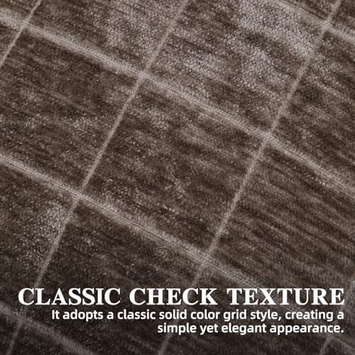 HPUK Checkered Throw Pillow Covers 18x18 Inch, Soft Cut Velvet, Set of 2 - color: Chenil Check-coffee