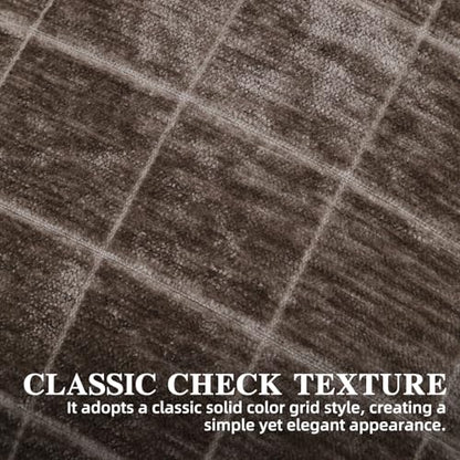 HPUK Checkered Throw Pillow Covers 18x18 Inch, Soft Cut Velvet, Set of 2 - color: Chenil Check-coffee