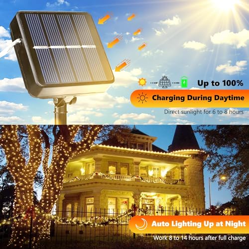 Joomer Solar Fairy Lights, 4Pack Total 104FT 320LED Lights, Warm White - color: Warm White, size: 4*80LED