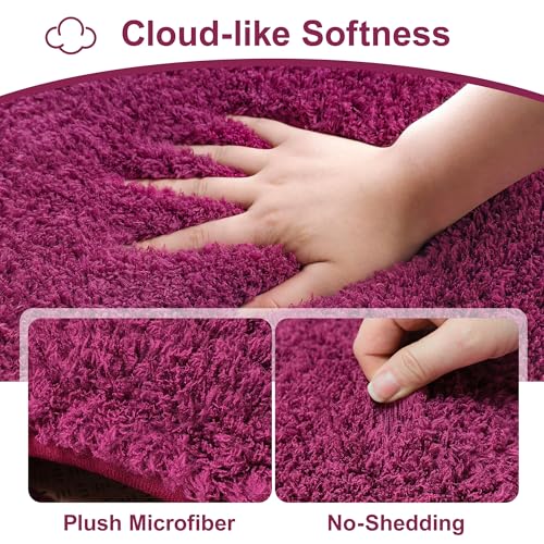 Bathroom Rugs Non Slip 30"x20" Soft Absorbent Bath Mat, Burgundy - color: Burgundy, size: 30" x 20" (Rectangular)