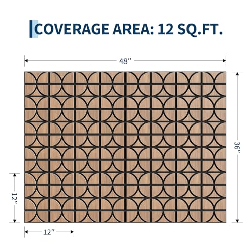 Garvee 3D Acoustic Wood Panels, 12" x 12" Sound Absorbing Wall Panels, Oak - color: 12 pcs-Oak