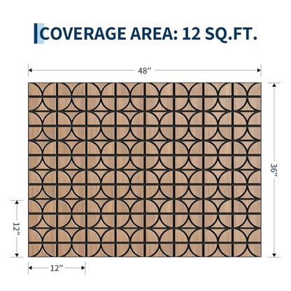 Garvee 3D Acoustic Wood Panels, 12" x 12" Sound Absorbing Wall Panels, Oak - color: 12 pcs-Oak