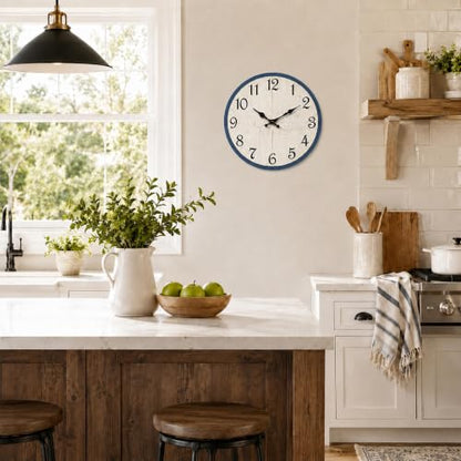 CHYLIN Wall Clock Silent Non-Ticking Battery Operated Blue Simple Modern - color: C-white, size: 8 inch