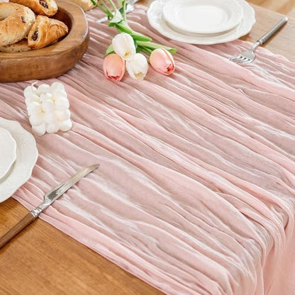 Cheesecloth Table Runner, 10 Ft, Boho Rustic, Dusty Pink, 1 Pcs - color: Dusty Pink