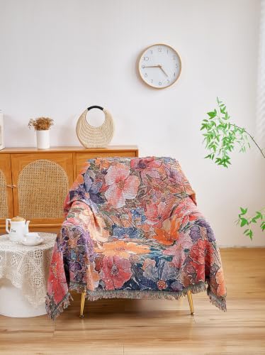 Erke Boho Throw Blanket Cushion Cover Sheet Blanket Chair Recliner Cover Rug Hanging Tapestry Furniture Slipcover (Daisy, 50" X 70") - color: Daisy