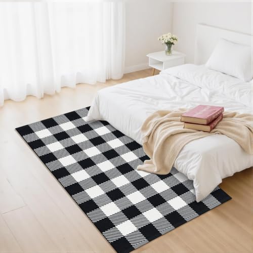 Outdoor Rugs, Black and White Area Rug Checkered 3’x 5’ - color: Black & White, size: 3' x 5' (Rectangular)