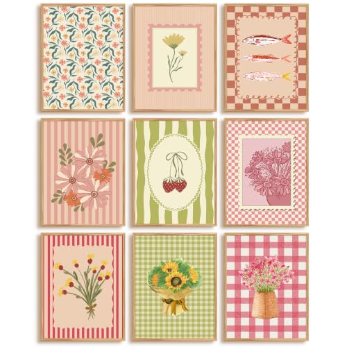 Vintage Floral Wall Art Decor Pink Cottagecore Posters 8x10x9 Inch Unframed - color: Beauty Floral Prints, size: 8x10 Inch No Frame
