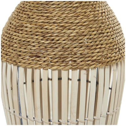 Deco 79 Seagrass Handmade Decorative Vase Wrapped Tall Floor Centerpiece Vase with Open Framed Cream Bamboo Center, Vase for Home Decoration 10" x 10" x 25", Brown - size: 10" x 10" x 25"