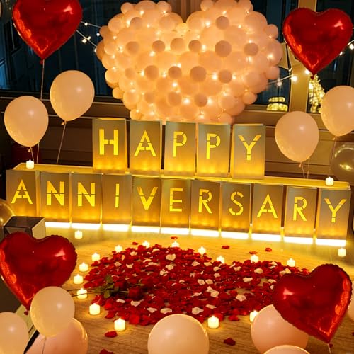 Happy Anniversary Light Up Letters, Anniversary Decor - color: Happy Anniversary