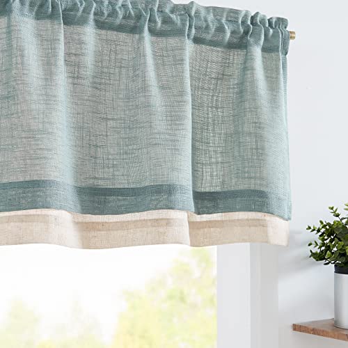 jinchan Kitchen Valance Curtain Double Layers, 50x16, 1 Panel, Frosty Green - color: Double Layer | Frosty Green, size: 50"W x 16"L (Pack of 1)