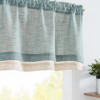 jinchan Kitchen Valance Curtain Double Layers, 50x16, 1 Panel, Frosty Green - color: Double Layer | Frosty Green, size: 50"W x 16"L (Pack of 1)