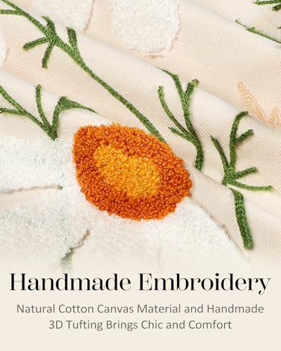Embroidered Throw Pillow Cover, 20x12 Inch, Daisy - color: Daisy, size: 20" x 12" (Pack of 1)