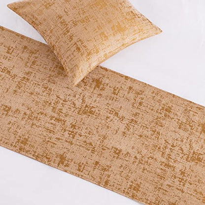 AMBERIS Bed Runner Gold, Chenille Soft No Fading Modern Bed Scarf (Pillowcases Sold Separately) - color: Gold, size: 5'11" x 1'8" (for 1.2m Bed)