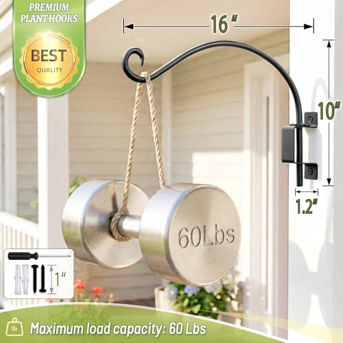 Swivel Plant Hanger Outdoor - 16 Inch 2-Pack Heavy-Duty Wall Bracket Hooks - size: 16"-2PCs