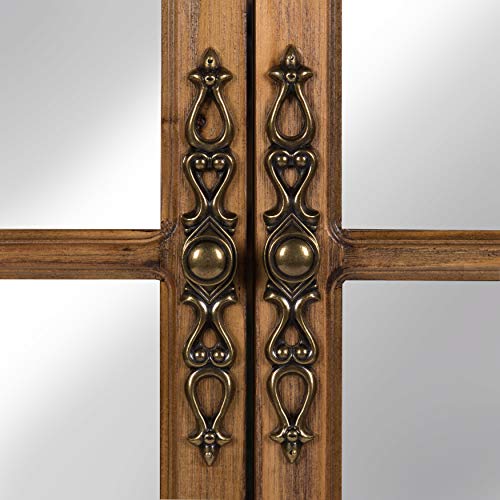 Kate and Laurel Boldmere Large Traditional Wood Windowpane Arch Mirror, 28x44, Rustic Brown and White - color: White/Brown, size: 44"L x 28"W