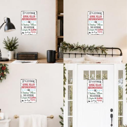 Funny Christmas Movie Metal Sign Xmas Horror Movie Sign Wall Decor