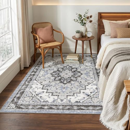 Area Rugs 3x5 Washable Non-Slip Boho Indoor Carpets, Blue Grey - color: Blue Grey, size: 3' x 5' (Rectangular)