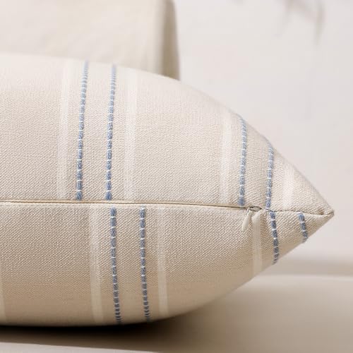 Hckot Stripe Throw Pillow Covers 12x24 Lumbar Dusty Blue Pillow Covers - color: Dusty Blue, size: 24" x 12" (Pack of 2)