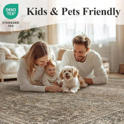 Schweek 2x5 Runner Rug Washable Non-Slip Neutral Rugs for Hallways Brown - color: Brown, size: 2' x 5' (Runner)