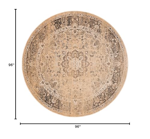 SAFAVIEH Vintage Collection 8' Round Warm Beige VTG113 Oriental Medallion Distressed Premium Viscose Area Rug - color: Warm Beige, size: 8' (Round)