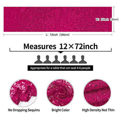 Pufogu 12 x 72 inches Hot Pink Sequin Table Runner, 2 Packs - color: Hot Pink