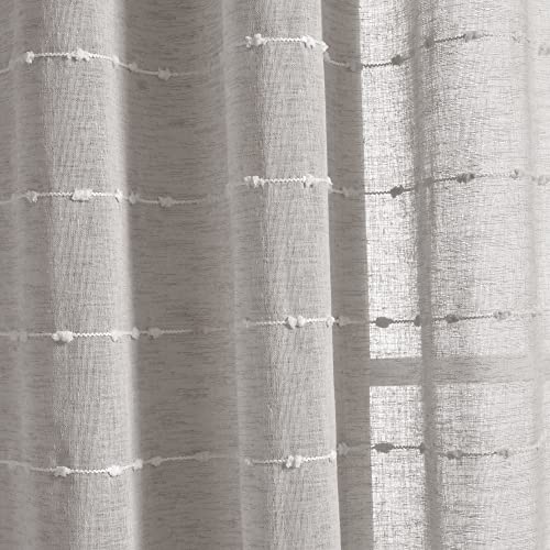 Lush Decor Farmhouse Textured Sheer Window Curtain Valance, 52"W x18"L, Gray - color: Grey