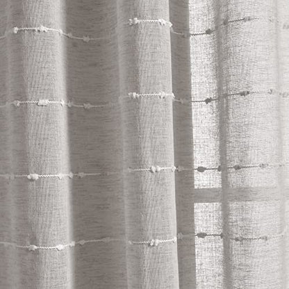 Lush Decor Farmhouse Textured Sheer Window Curtain Valance, 52"W x18"L, Gray - color: Grey